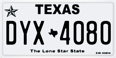 TX license plate DYX4080