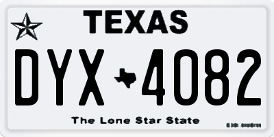 TX license plate DYX4082