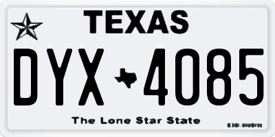 TX license plate DYX4085