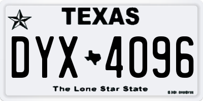 TX license plate DYX4096