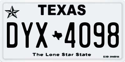 TX license plate DYX4098