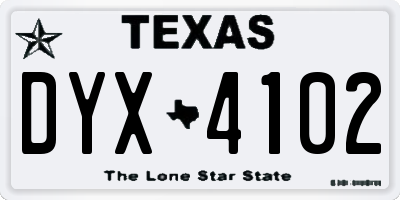 TX license plate DYX4102