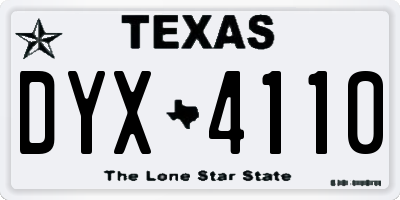TX license plate DYX4110