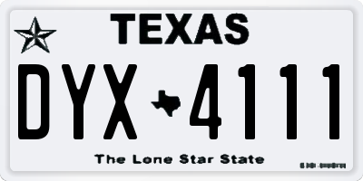 TX license plate DYX4111