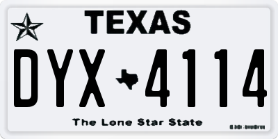 TX license plate DYX4114