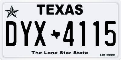TX license plate DYX4115