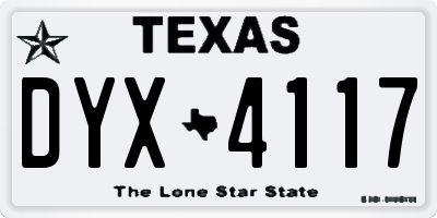 TX license plate DYX4117