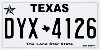 TX license plate DYX4126