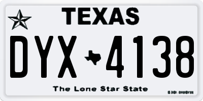TX license plate DYX4138