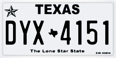 TX license plate DYX4151