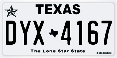 TX license plate DYX4167