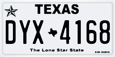 TX license plate DYX4168