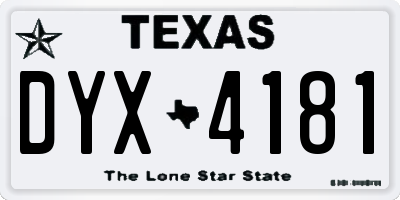 TX license plate DYX4181
