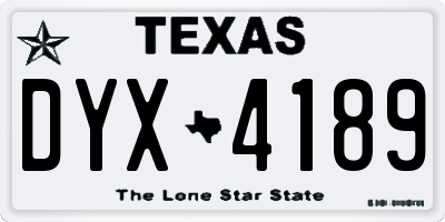 TX license plate DYX4189