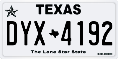 TX license plate DYX4192