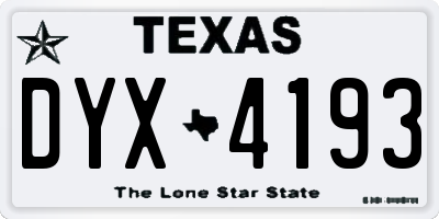 TX license plate DYX4193
