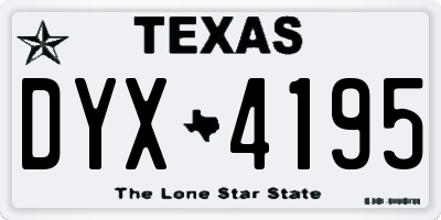 TX license plate DYX4195