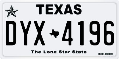 TX license plate DYX4196