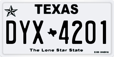 TX license plate DYX4201