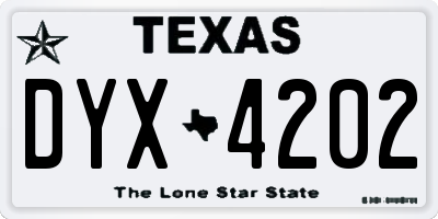 TX license plate DYX4202