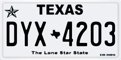 TX license plate DYX4203