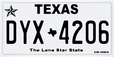 TX license plate DYX4206