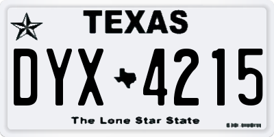 TX license plate DYX4215