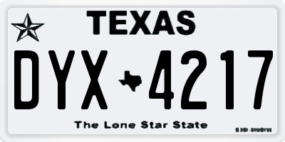 TX license plate DYX4217