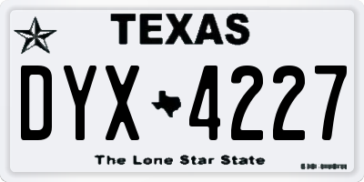 TX license plate DYX4227