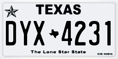 TX license plate DYX4231