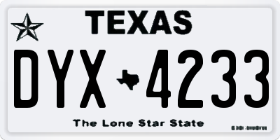 TX license plate DYX4233