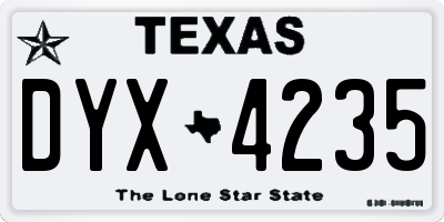 TX license plate DYX4235