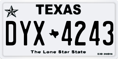 TX license plate DYX4243