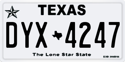 TX license plate DYX4247