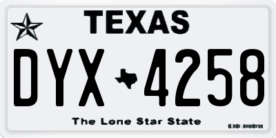 TX license plate DYX4258