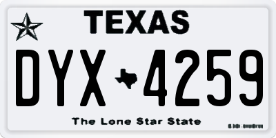 TX license plate DYX4259