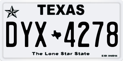 TX license plate DYX4278