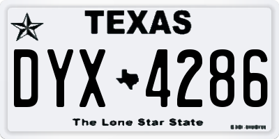 TX license plate DYX4286