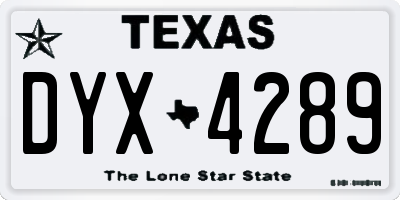 TX license plate DYX4289