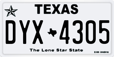 TX license plate DYX4305