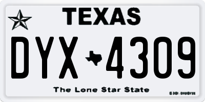 TX license plate DYX4309