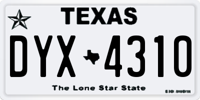 TX license plate DYX4310
