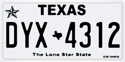 TX license plate DYX4312