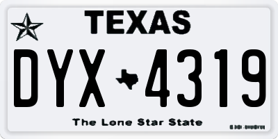 TX license plate DYX4319