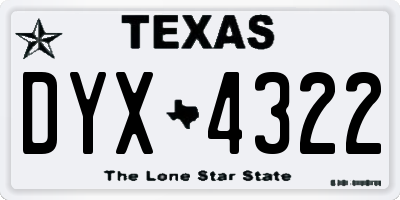 TX license plate DYX4322