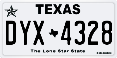 TX license plate DYX4328