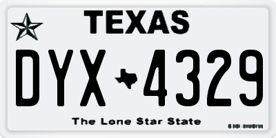 TX license plate DYX4329