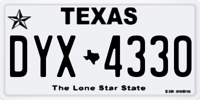 TX license plate DYX4330