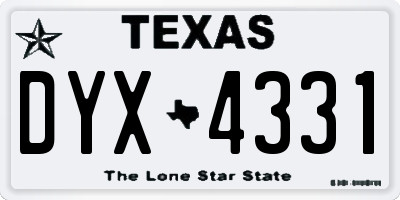 TX license plate DYX4331