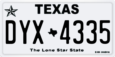 TX license plate DYX4335